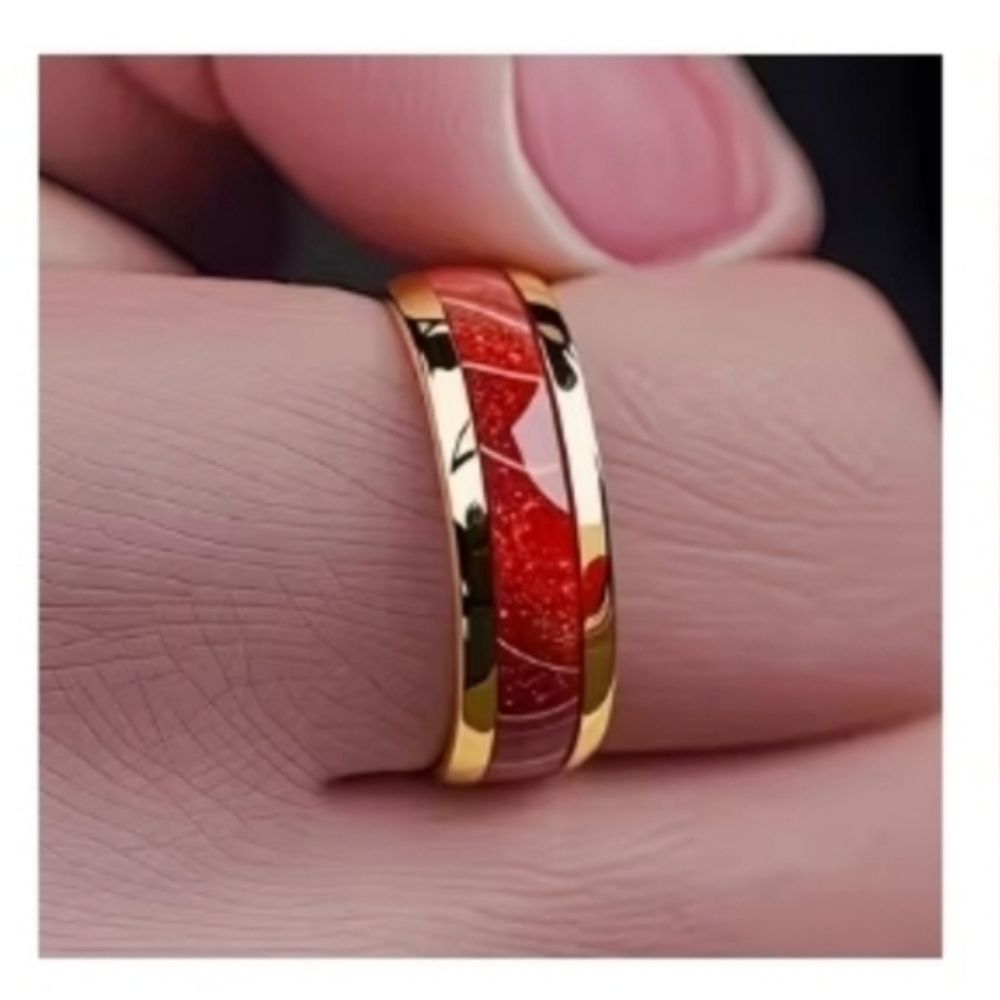 Radiant Red and Gold Women's Ring Size 6 - Picture 4 of 8